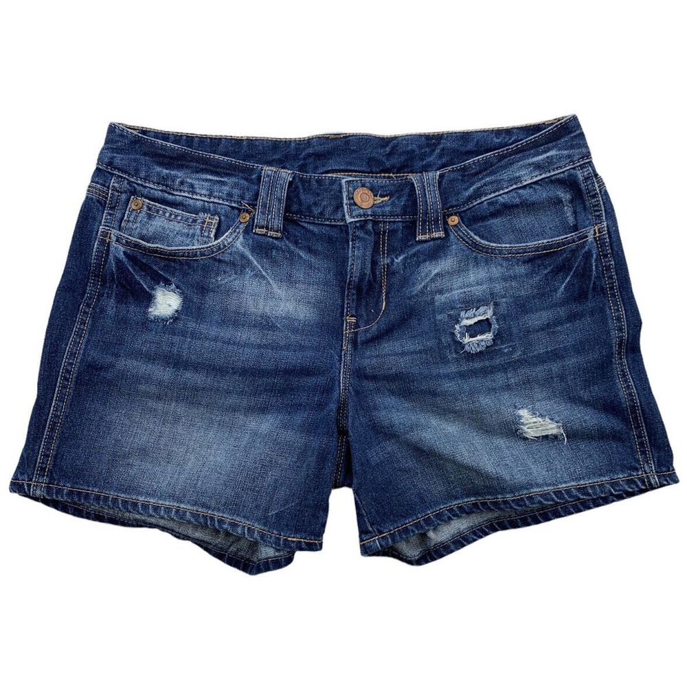 GAP Women Adult 8 / 29 Blue Denim Flat Front Distressed Jean Shorts
